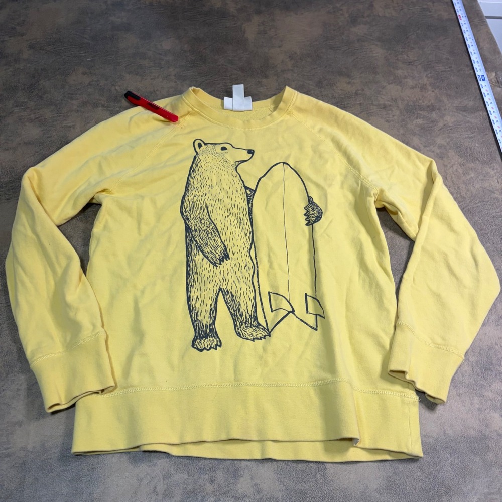 H&M Sweatshirt Mens Medium Yellow Nord Surf Bear Surfboard Pullover 1511